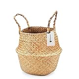 Seagrass Plant Basket for Planter, 10 Inch Woven Seagrass Basket for Plants for Indoor Plants, Hand Crafted Natural Picnic Straw Basket, Suits Small Items by Seaforth Home