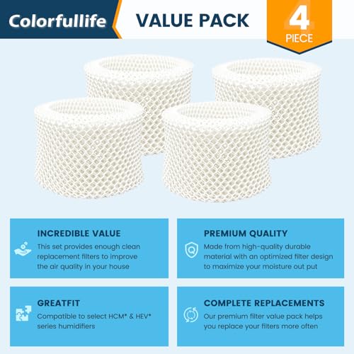 Image of Colorfullife 4 Pack HAC-504 Humidifier Wicking Filters for Honeywell Humidifier HAC-504 HAC-504AW HAC504V1 HCM350 HCM-350W HCM-300T HCM-315T HCM-530 HCM-600 HCM-710 HEV-312, Replacement Filter A