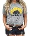 FAYALEQ Live A Little Sunflower Funny Graphic T-Shirt Women Crew Neck Short Sleeve Tee Tops Blouse Size M (Gray)
