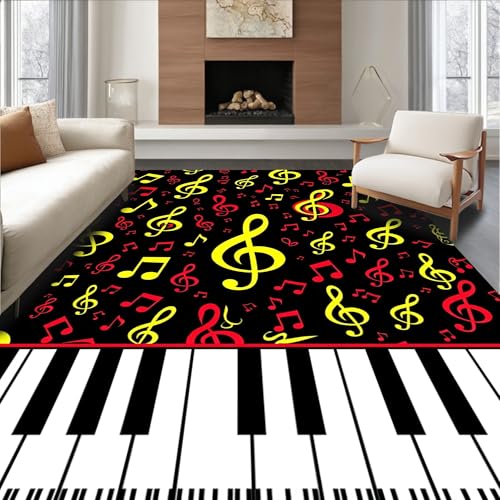 ODIKA Flatwoven High Traffic Area Rug 8x10, Vintage Piano Keys