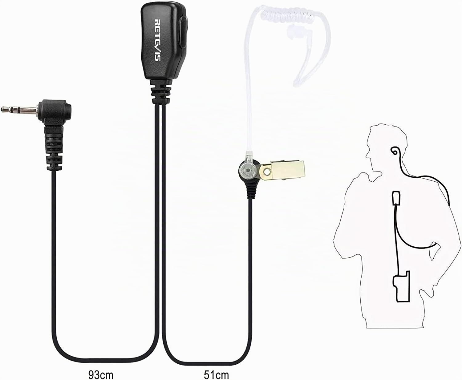 Retevis Talkie Walkie Écouteur, Oreillette Compatible RT45 Motorola TLKR T80 Extreme T92 H20 T62 T80 T80ex T82 T82 Extreme T82ex T81 Hunter, 1 Broche 2,5mm Casque Écouteurs (10 Pcs)