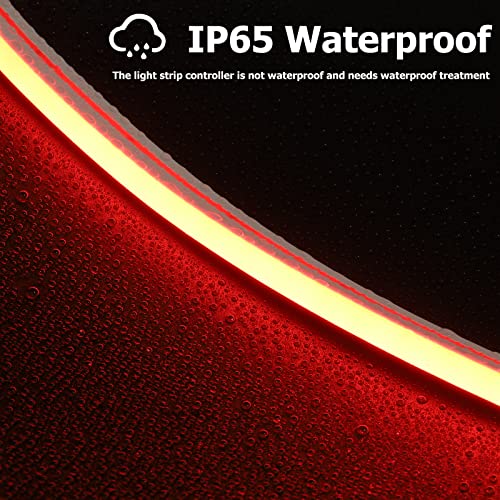 Image of Neon Rope Lights, 16.4ft Rope Lights with Dimmable Remote and Adapter, Waterproof Flexible Smart Led Strip Lights for Bedroom, Super Bright, DIY Neon Sign, Indoors Outdoors Wall Decor, Red