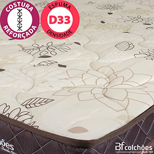 Colchão Solteiro Ortopédico Firme Espuma D33 Antialérgico Certificado Bege 88x188x24cm - BF Colchoes