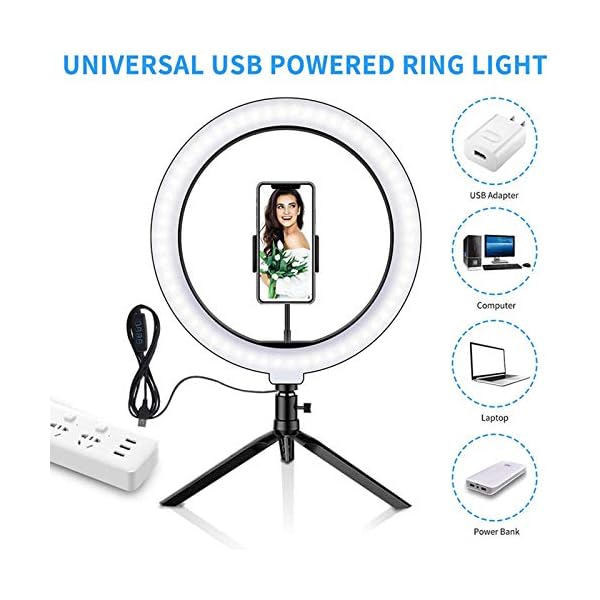 Starny 10.2IN LED-Ringlicht-Fülllicht Dimmbares Fotografie-Ringfülllicht mit Stativständer und Handyhalter Selfie… – Bild 7