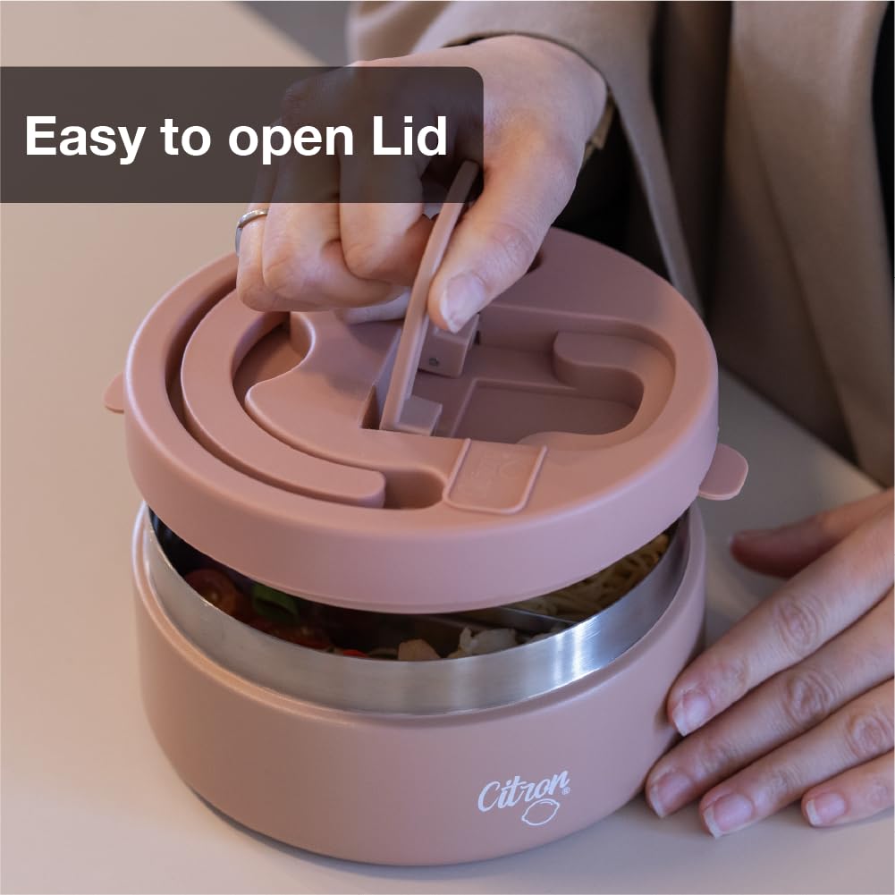 Citron- Vacuum Insulated Food Jar for Kids & Adults | BPA Free Food Thermos | Travel Hot Food Container- 400 ml Green