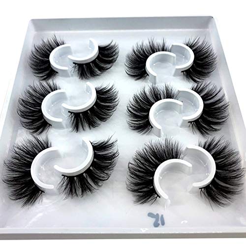 HBZGTLAD 5pairs/6 Pairs Fluffy False Eyelashes Natural Faux Mink Strip 3D Lashes Pack (MDF-15)