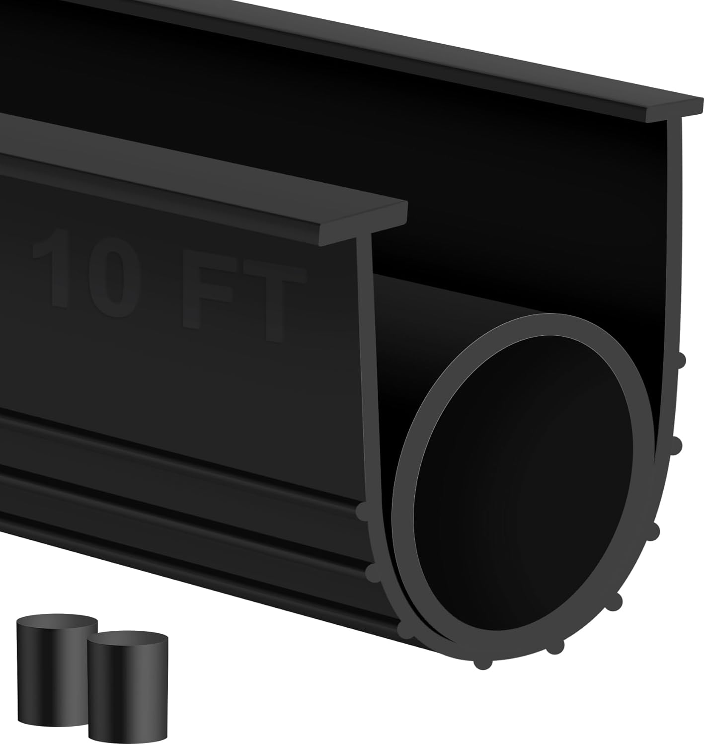 MYFAMIREA Garage Door Bottom Seals Rubber 10FT Weather Stripping Weatherproof Seal Replacement Strip Kit with 1/4" T Ends & 2 End Plugs, Universal U+O Ring Buffering Sealing for Double Track, Black 10 FT Black-1/4"T-Ends