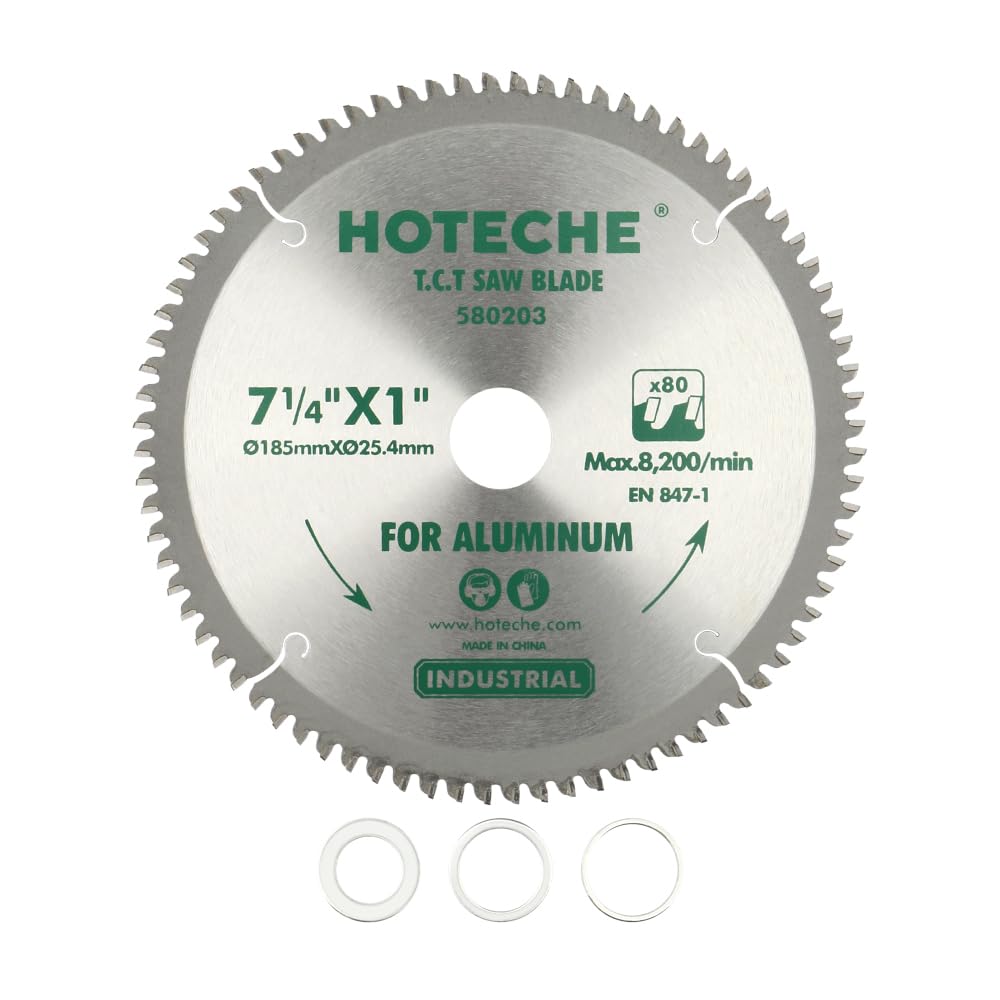 Hoteche TCT Kreissägeblatt 185mmx25 4mm 80Z für Aluminium und Kunststoff SK5 1 4mm dick OKE402 Kopf maximale Drehzahl 8200 Umin für präzise Schnitte Kreissägeblätter Sägeblatt