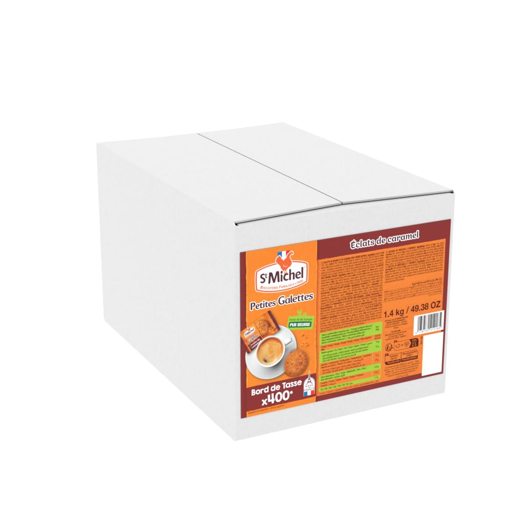 St Michel - Pequeña Galleta de Caramelo - 3,5 g Caja de 400 Sobres Individuales - 1,4 Kg