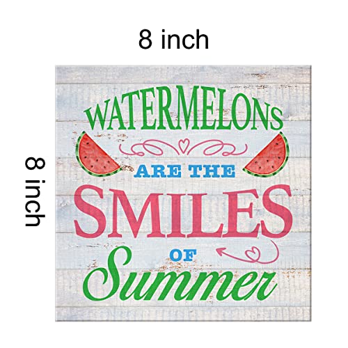 Lameila Summer Sign Wall Art Prints Canvas Painting Watermelons Are The Smiles Of Summer Print Country Home Kitchen Decor 8" X 8" #TOP1