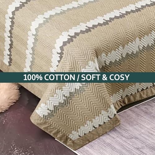 Image of Akshya Cotton Double Bed Comforter - King /Double Size, White, Reversible, Modern, Floral Pattern-200 TC