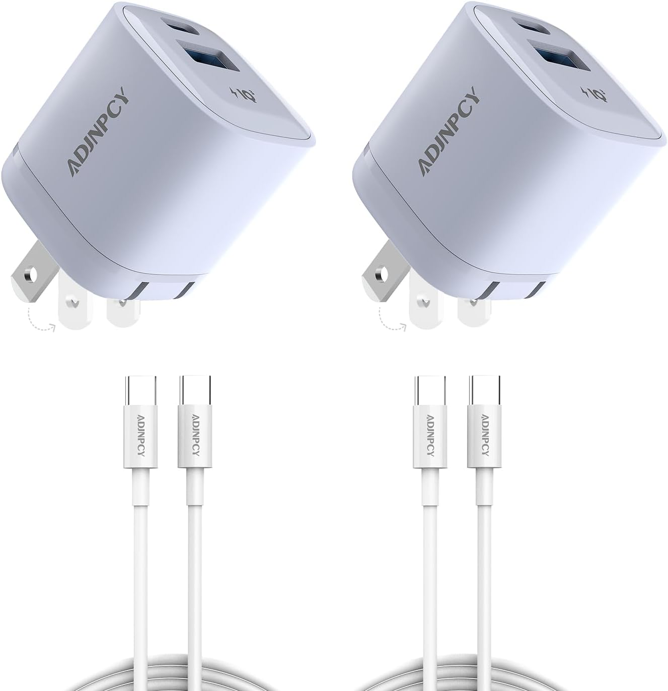 GT II 45W USB-C USB-A Charger Compact and Foldable, Supports PPS Fast Charging with USB-C Cable for Galaxy S25/S24/S23/Z Fold,iPhone 16/15 Series,iPad (45W 2Pack Mauve)