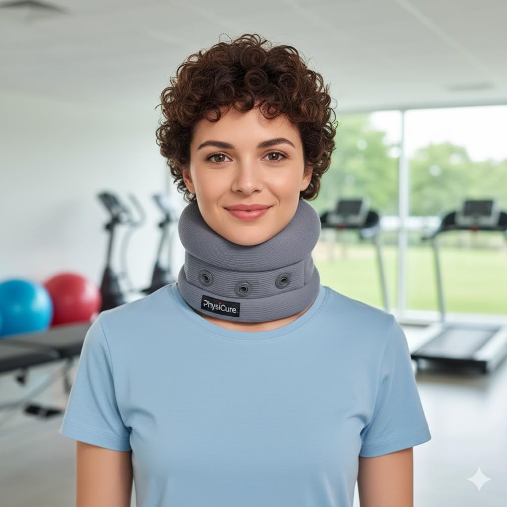 PhysiCure Soft Cervical Collar for Men & Women | Adjustable Foam Neck Support Brace for Pain Relief, Posture Correction & Stability | Breathable & Skin-Friendly Fabric | Blue | Special Size