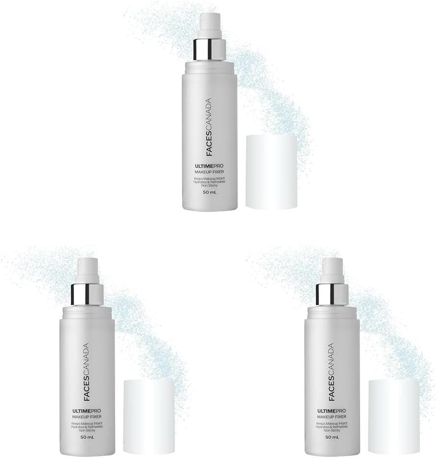 FACESCANADA Ultime Pro Makeup Fixer, 50 Ml | Long Lasting Makeup Setting Spray | Keeps Makeup Intact | Hydrates, Soothes & Refreshes Skin | Hyaluronic Acid & Vitamin E Enriched | No Alcohol, 3 Pieces