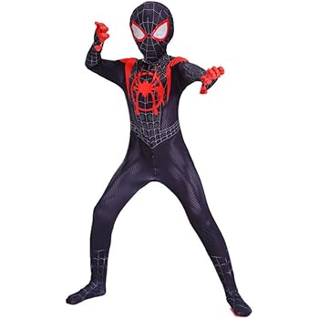 Kouynhk Spiderman Miles Morales Mask Bodysuit Suit Jumpsuit Zentai Black Spiderman Super Heros Halloween Cosplay Costumes For Men Kids Child M Amazon Co Uk Kitchen Home