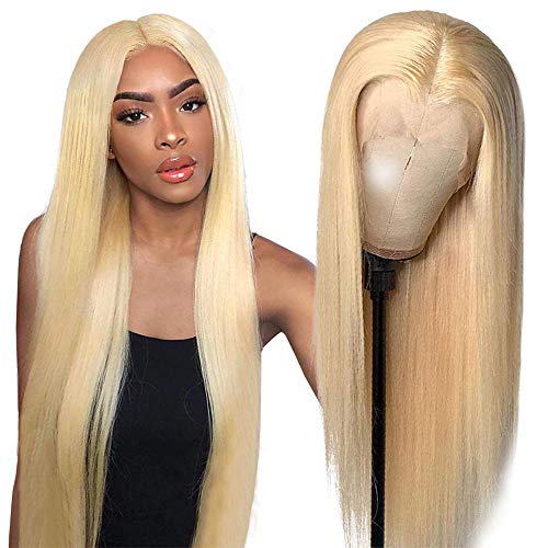 Hcdiva Blonde Lace Front Wigs Human Hair Straight 13x4 HD 613 Lace Frontal Wig Pre Plucked with Baby Hair 150% Density 613 Lace Front Wig Human Hair for Women 18inch