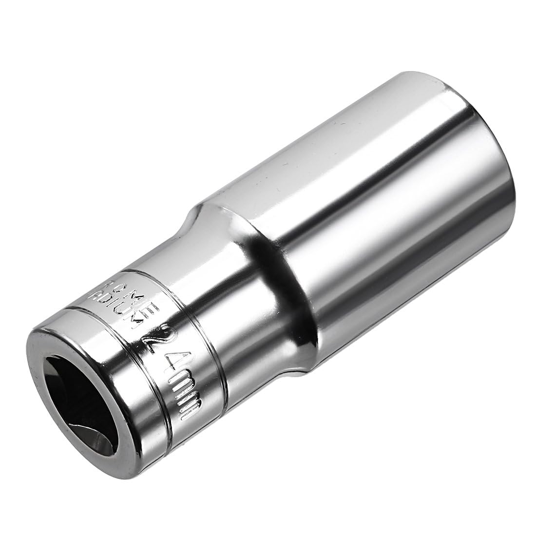 TA-VIGOR 1/2 Inch Drive 24mm 6-Point Deep Socket, Metric, Cr-V Drive Socket (Polishing) for Auto Repairing and Household