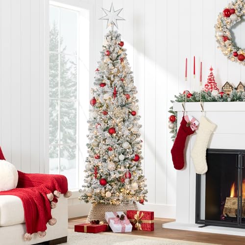 Best Choice Products SKY5095 Flocked Pencil Christmas Tree thumb #1