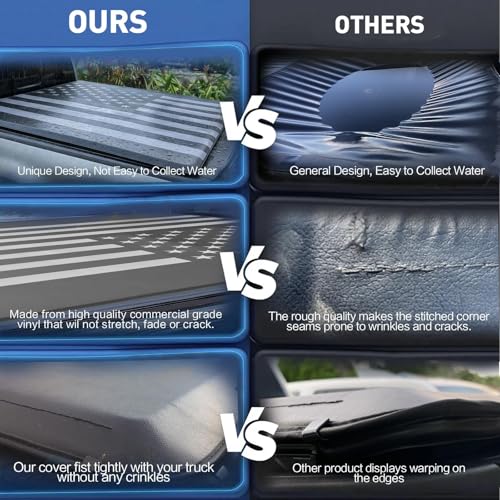Image of American Flag Soft Tri-Fold Truck Bed Tonneau Cover fits 2019-2026 Ford Ranger Styleside /Fleetside Truck Cargo | 5ft Short Bed