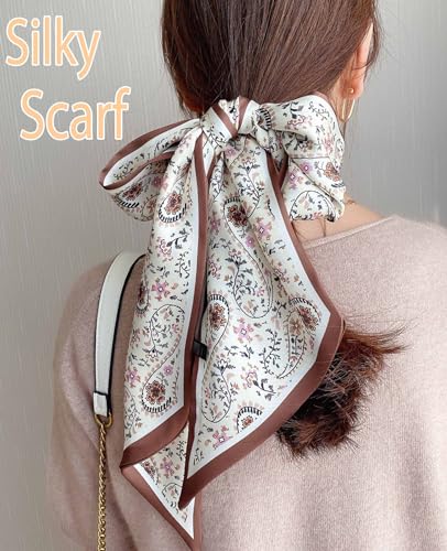 kcctoo 59” Long Silk Like Head Scarf Women's Fashion Square Neck Satin Scarfs for Bag Hair Scarves Gift 59 * 5.9”3