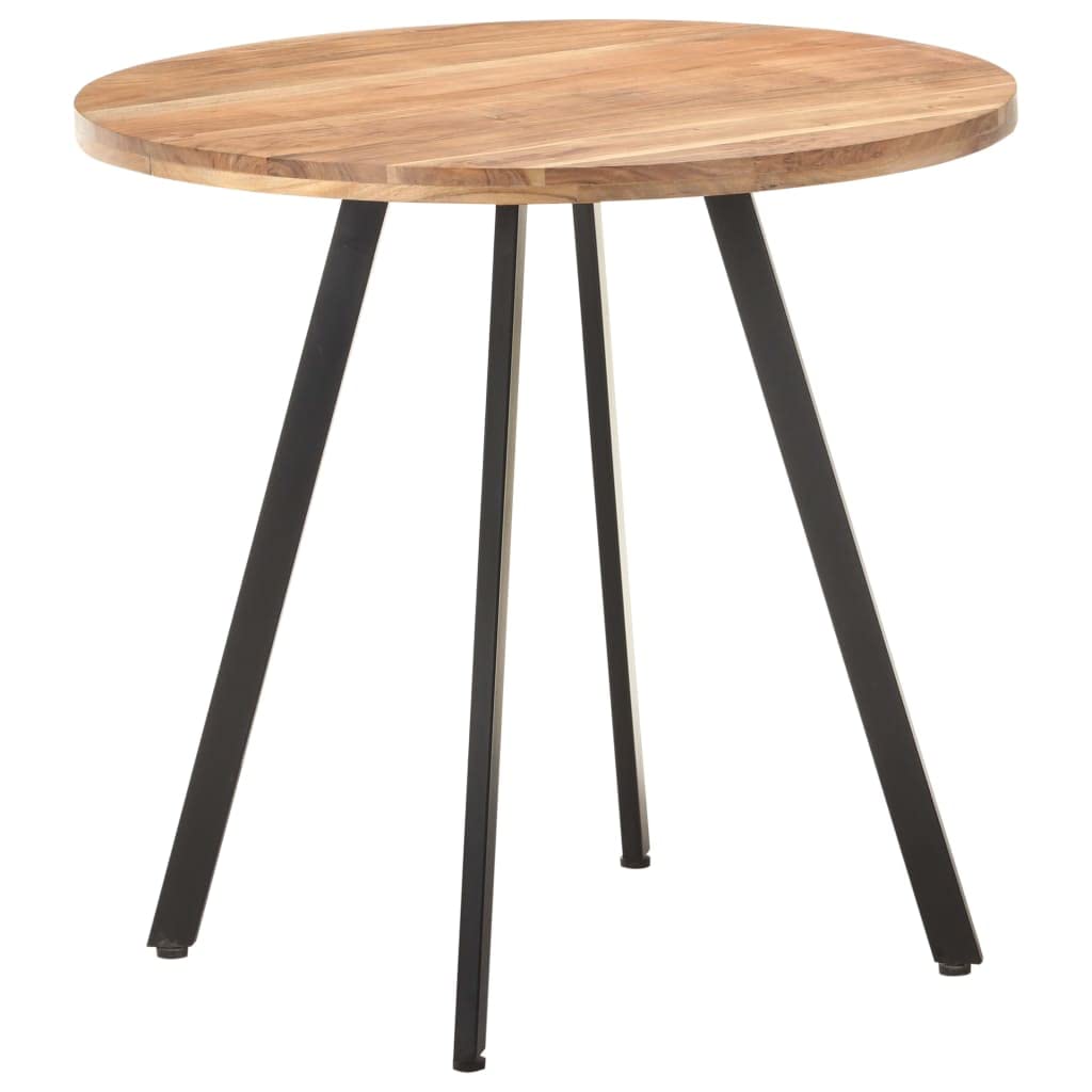 Esstisch 80 cm Massivholz Akazie mit schwarzem Eisen Gestell, Stabiler Holztisch rund, ideal für Esszimmer, Küche, Wohnzimmer, platzsparend und langlebig, modernes Industrie Design