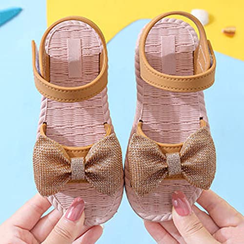 Kid Baby Girls Boys Child Shoes Summer Sandals Soft Rubber Sole Anti Slip Sandals Bowknot (Yellow, 12 Little Child)2