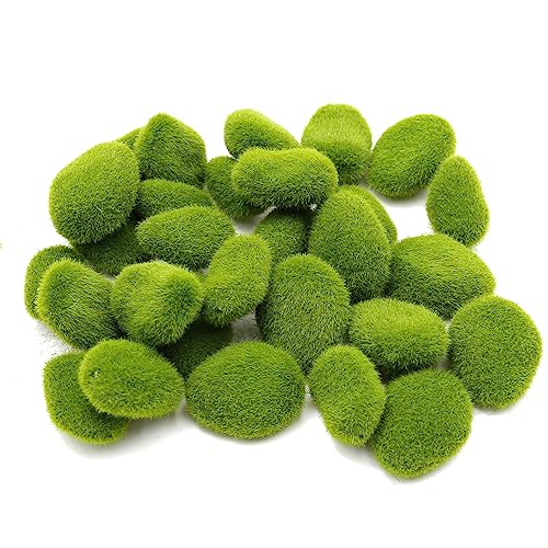 Review de Piedra artificial los más recomendados. 34 Anxingo 30 piezas de piedras artificiales de musgo, decoración de musgo falso, piedras decorativas cubiertas con musgo verde sintético, bolas de musgo verde para arreglos...