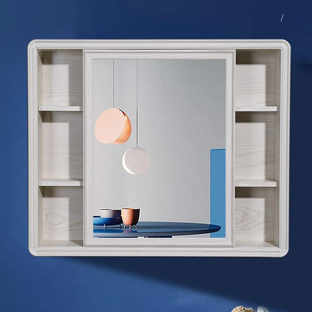 Sliding Mirror Cabinet Wall-Mounted Mobile Door Bathroom Storage Objective Lens Cabinet Free of Punching