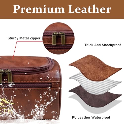 Personalized Leather Toiletry Bag For Men, Custom Mens Toiletry Travel Bag With Engraved Text, Custom Fathers Day Anniversary Christmas Birthday Gifts For Dad Husband Boyfriend, Men Dopp Kit Gift3