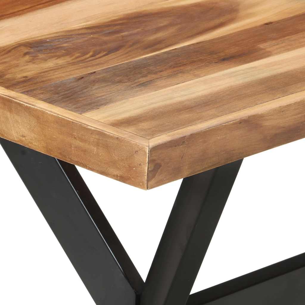 Tavolo da pranzo in legno massiccio color miele, 140 x 70 x 75 cm, con struttura in acciaio, design industriale, tavolo da cucina, tavolo da pranzo, rettangolare, robusto, moderno
