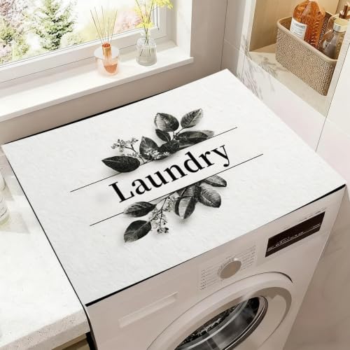 Image of Washer Dryer Top Cover Mat, Non-Slip Laundry Room Decor, Laundry Room Kitchen Appliance Decor Protector Universal 23.6 inchx19.7 inch (Laundry 2)
