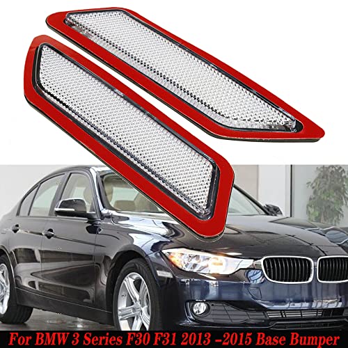 Image of Compatible with BMW F30 F31 2012 2013 2014 2015 3-Series Front Bumper Side Marker Reflector Pair(Clear Lens)
