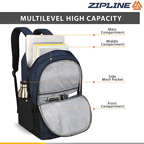 Image of Zipline 35 Ltr, 19 inch Grey Laptop Backpack for Men & Women college girls boys fits 15.6 inch laptop macbook pro /tablet polyester Airline carry-on size