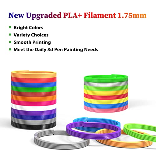 Image of 3D Pen Filament 400 Feet 20 Colors, dikale 3D Printing Pen Refills PLA Bonus 250 Stencil eBook, 3D Printer Pen Filament 1.75mm Smooth Printing