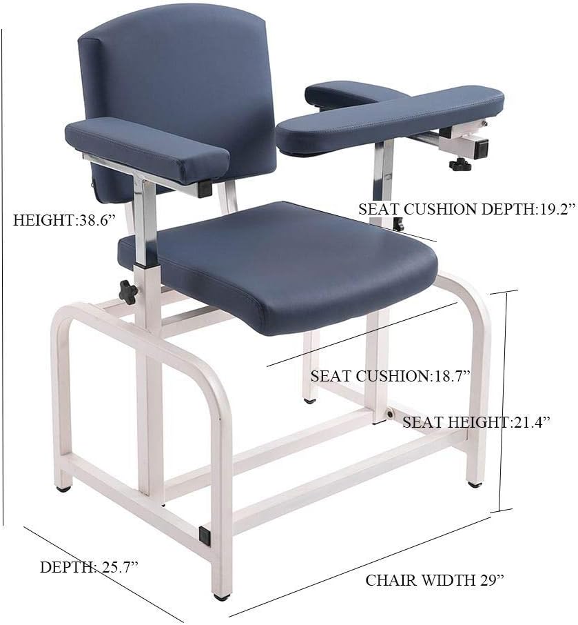 Comfortable Lab Draw Chair for Lab Spa and Treatment Room… (Blue, Normal)