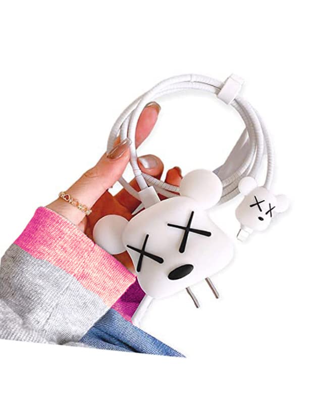 Image of Cartoon 3D Design Protective Charger Case Compatible with Apple 20W Adapter iPhone, iPad, AirPods Premium Silicon Cartoon Charger Case Bear [Adapter and Cable NOT Included]