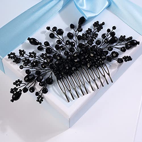 Peine para cabello negro con cristales handmade Missgrace miniatura 2