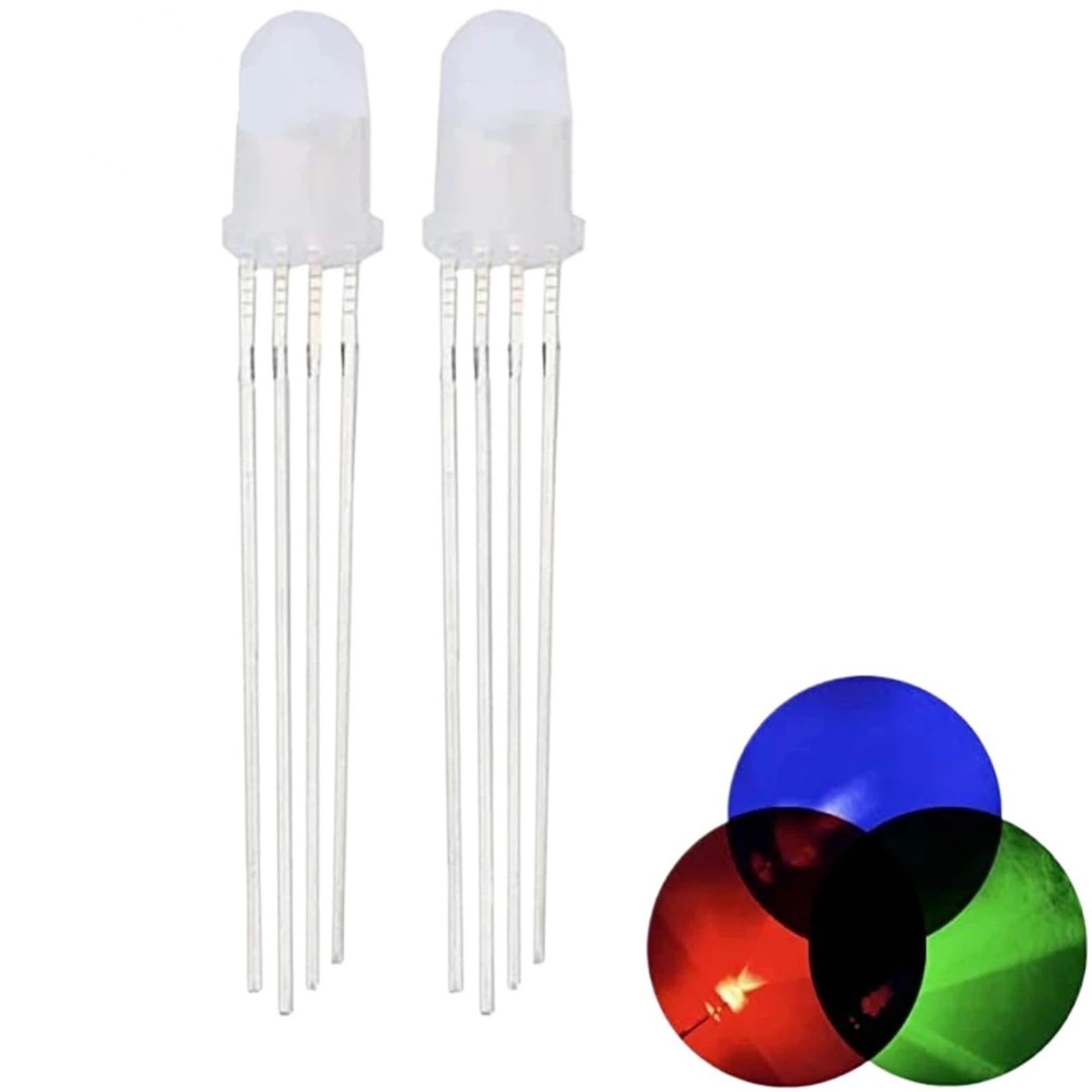 Diodo luminescente da 50 pezzi 5mm F5 Diodi catodici/anodici diffusi/trasparenti Evidenziazione LED a colori RGB Rosso Verde Blu(Diffused Anode)