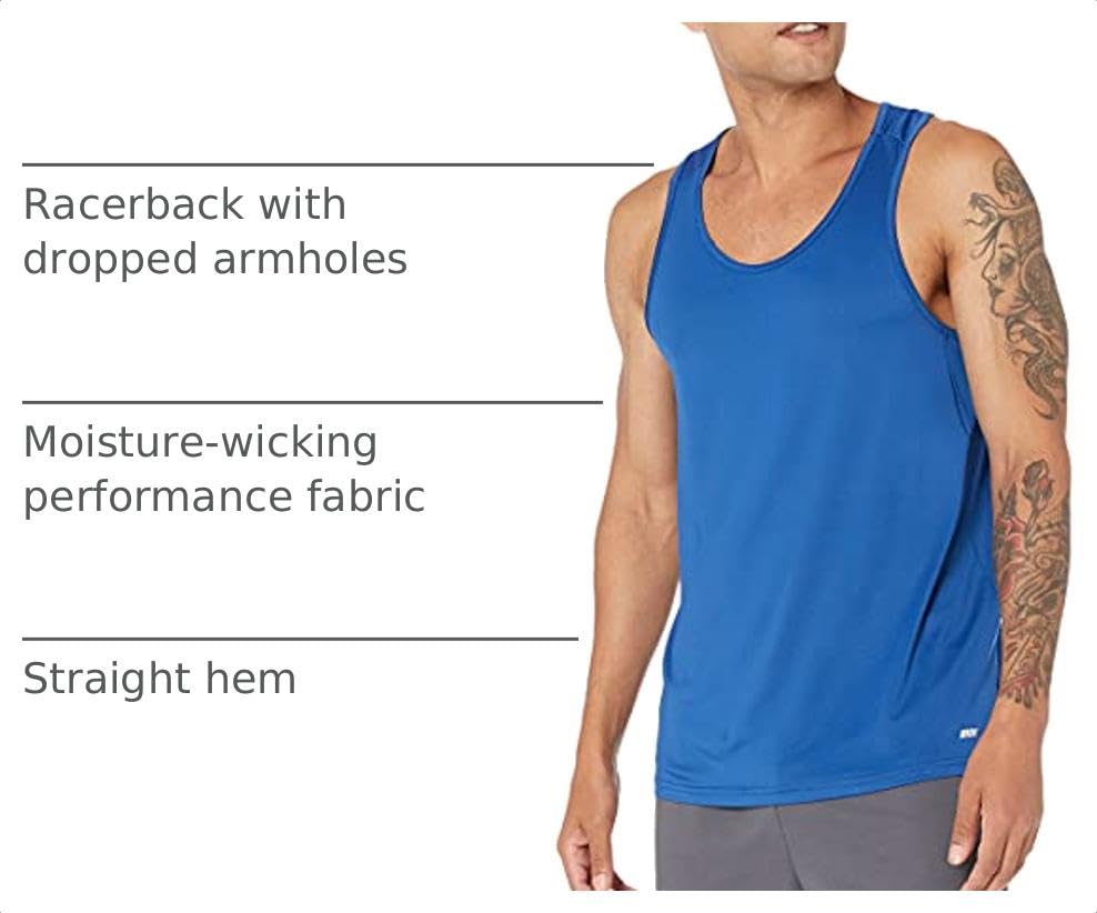 Image of Amazon Essentials Men's Quick Dry Moisture-Wicking Tech Stretch Active Sleeveless Tank Top Workout Shirt