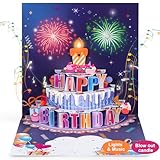 🥂 Geburtstagskuchen-Kerzen-Feuerwerk-Grußkarte: Wenn Sie die Grußkarte öffnen, leuchten die Lichter der Kerzen auf dem 3D-Kuchen auf und geben ein warmes gelbes Licht wie echte Kerzen ab, während das Lied „Happy Birthday“ automatisch abgespielt wird. Sie können auf das schwarze Loch auf der Kerze zielen und die Kerze ausblasen, und schon ertönen wunderschöne Feuerwerke und Musik gleichzeitig. Erstellen Sie wunderschöne visuelle Effekte.