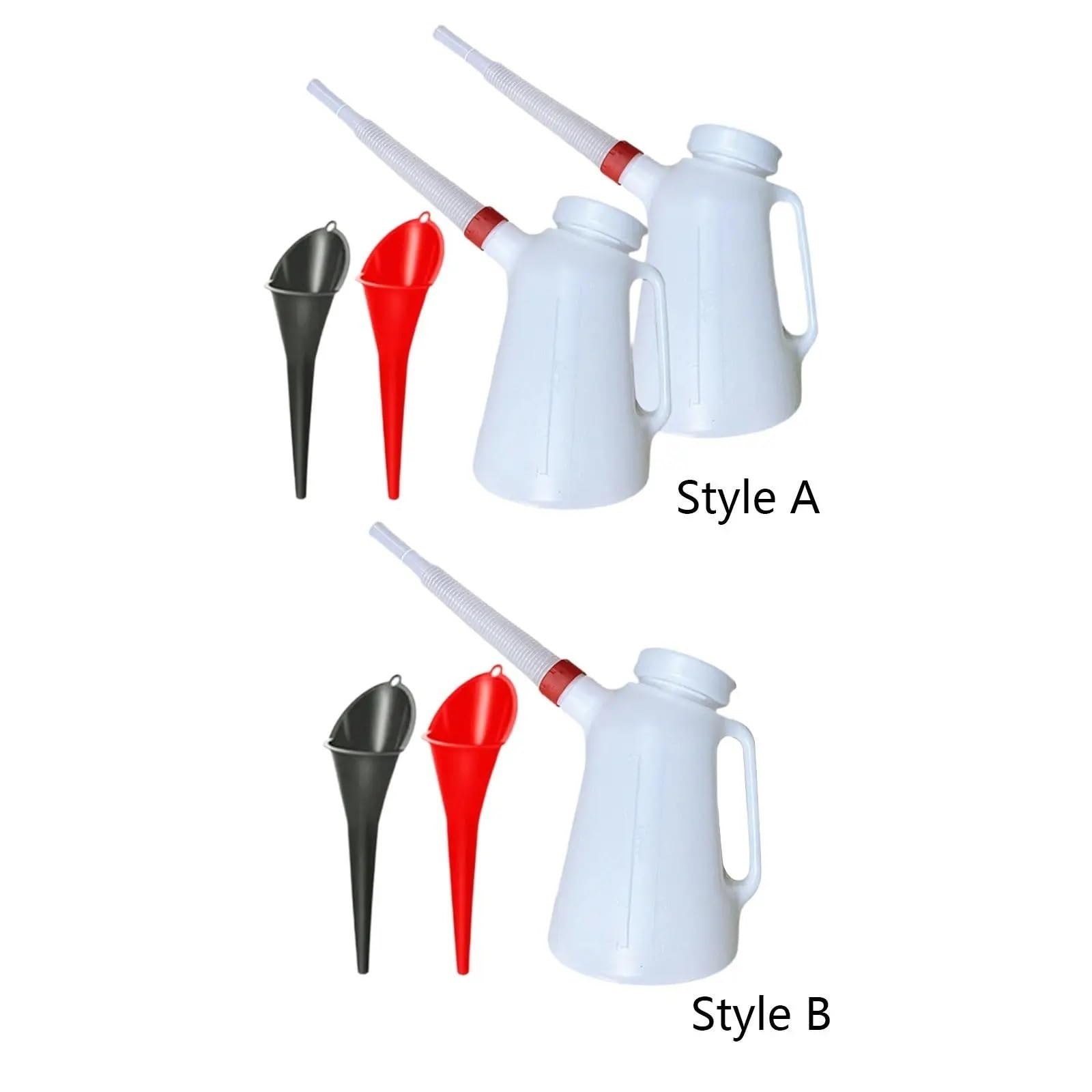 Zapasowy zbiornik na olej Kanister na benzynę Pojemnik do odmierzania oleju ze skalą. Zestaw lejka do oleju o pojemności 5 l z nakrętką i pojemnikiem na olej(2 Jug 2 Funnel)