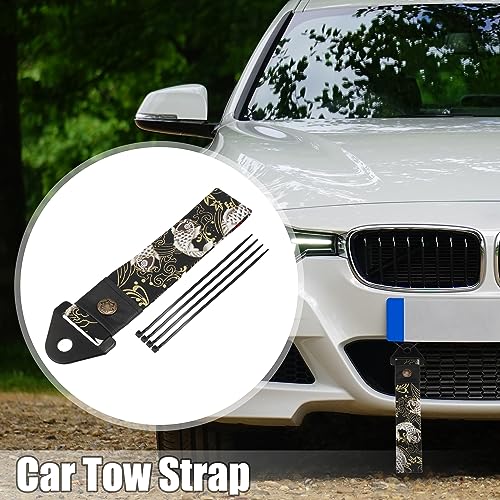 X AUTOHAUX 1 Set Car Tow Strap for Decorative Trailer Belt Carp Pattern Black