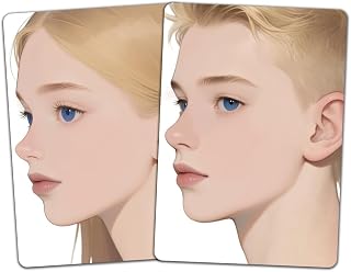 DELORIGIN 2PCS Face Painting Practice Board, Reusable Makeup Practice Board A4 Facial Painting Template Stage Festival Carnival Makeup Training Tool for Face Painter Beginner (Blonde Hair Woman & Man)