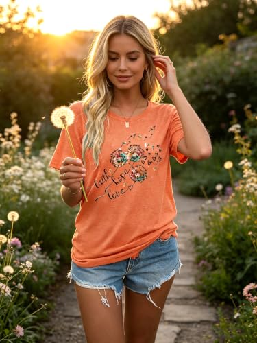 Image of Womens Dandelion T Shirts Sunflower Graphic Short Sleeve Casual Tops