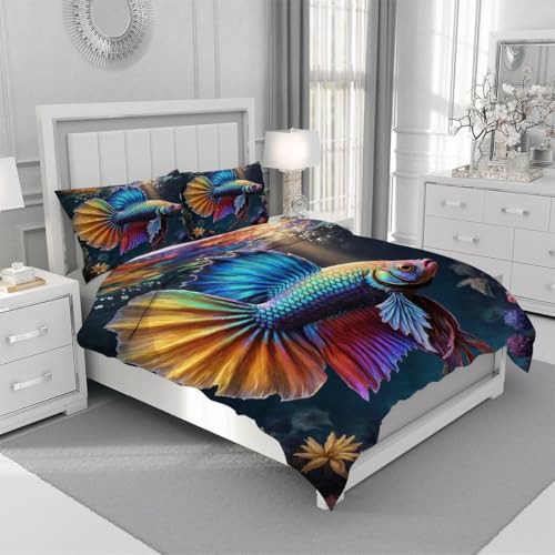 Linge de Lit Poisson de Mer Bleu en microfibre douce de qualité supérieure