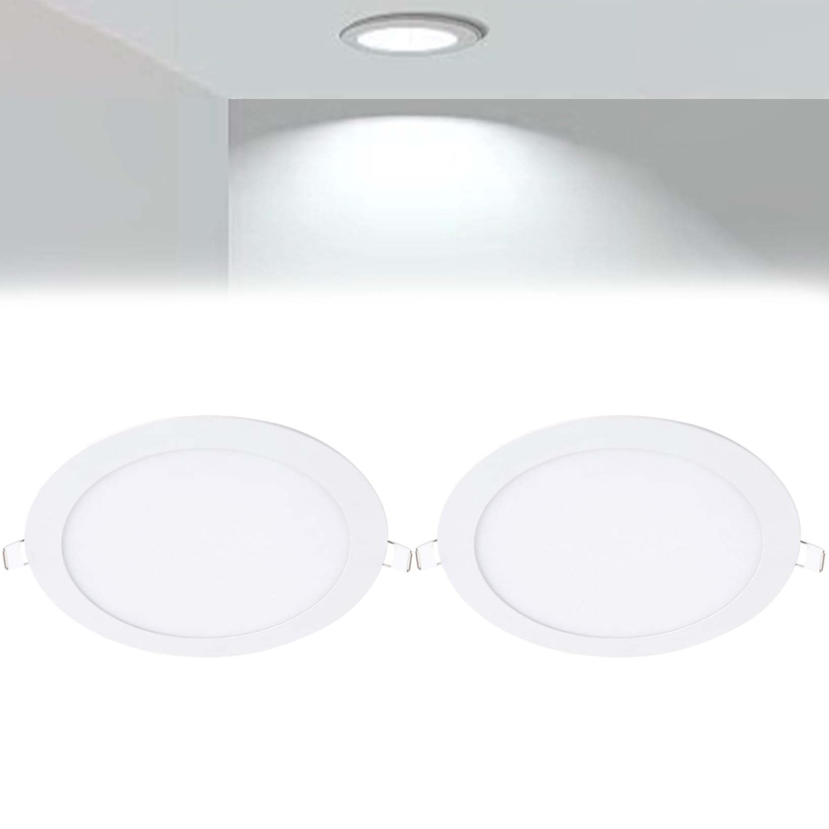 VOGHMOLD 9W Ultra Slim LED Downlight 6 inch, 6000K Recessed Ceiling Light, Cut Φ130-140mm, AC85-265V Flush Mount Spotlights Aluminum Round Panel Lights for Office Hallway, 2 Pack