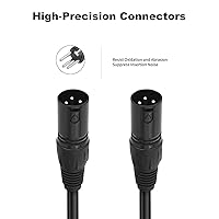 Vista 4 de Paquete de 2 cables de micrófono XLR macho a macho de 3 pines, cable de audio equilibrado profesional con cobre sin oxígeno, conectores chapados