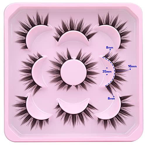 Cosplay Eyelashes Doll Anime Lashes Mink Japanese Spiky Manga Natural False Eyelashes Wispy Long Thick Ruffle Fake Eye Lashes 5 Pairs