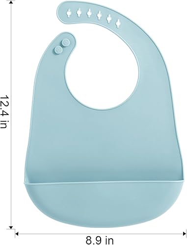 Miniatura 4 de PandaEar 5 Pack Waterproof Silicone Baby Bibs| Super Thin Light Weight Feeding Bib with Food Catcher Pocket for Toddler Crema/Gris/Gris