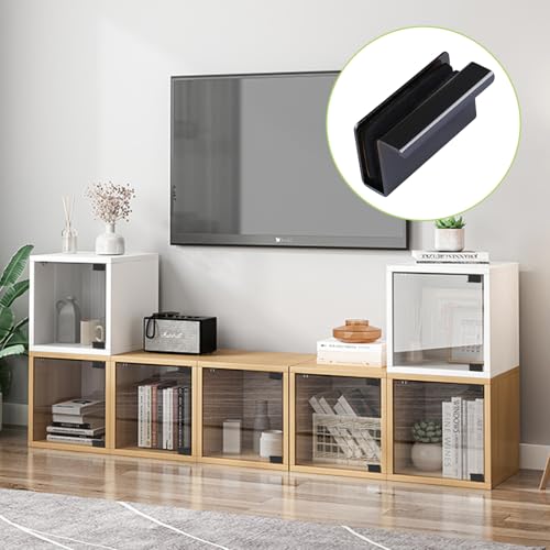 Image of Glass Door Handle, 4Pcs Cabinet Finger Pull Handle Glass Edge Clampe Pull Concealed Handles for Drawer,Cupboard,Furniture (Gun Black)